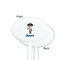 Blue Pirate White Plastic 7" Stir Stick - Single Sided - Oval - Front & Back