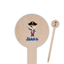 Blue Pirate 6" Round Wooden Food Picks - Single Sided (Personalized)