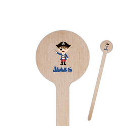 Blue Pirate 6" Round Wooden Stir Sticks - Single Sided (Personalized)