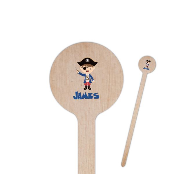 Custom Blue Pirate 7.5" Round Wooden Stir Sticks - Double Sided (Personalized)