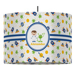 Boy's Space Themed 16" Drum Pendant Lamp - Fabric (Personalized)