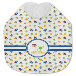 Boy's Space Themed Jersey Knit Baby Bib w/ Name or Text
