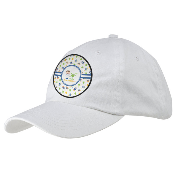 Custom Boy's Space Themed Baseball Cap - White (Personalized)