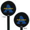 Boy's Space Themed Black Plastic 5.5" Stir Stick - Double Sided - Round - Front & Back