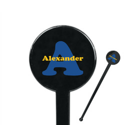 Boy's Space Themed 7" Round Plastic Stir Sticks - Black - Double Sided (Personalized)