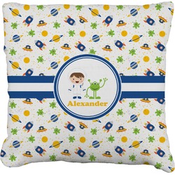 Boy's Space Themed Faux-Linen Throw Pillow 26" (Personalized)