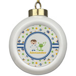 Boy's Space Themed Ceramic Ball Ornament (Personalized)