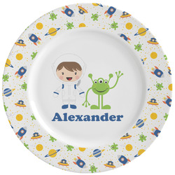 Boy's Space Themed Ceramic Dinner Plates (Set of 4) (Personalized)