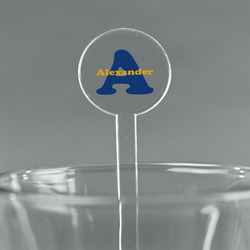 Boy's Space Themed 7" Round Plastic Stir Sticks - Clear (Personalized)