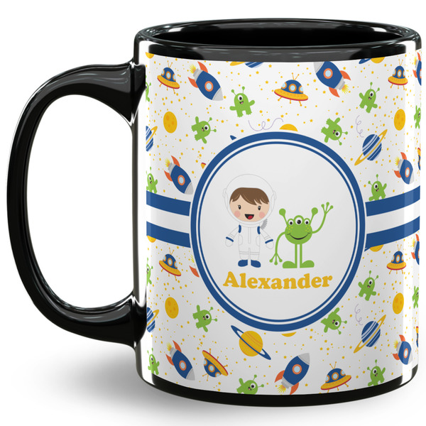 Custom Boy's Space Themed 11 Oz Coffee Mug - Black (Personalized)