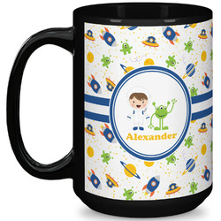 Boy's Space Themed 15 Oz Coffee Mug - Black (Personalized)