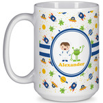 Boy's Space Themed 15 Oz Coffee Mug - White (Personalized)