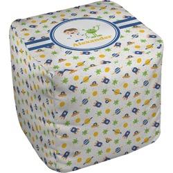 Boy's Space Themed Cube Pouf Ottoman - 13" (Personalized)
