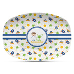 Boy's Space Themed Plastic Platter - Microwave & Oven Safe Composite Polymer (Personalized)