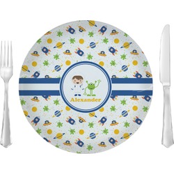 Boy's Space Themed Glass Lunch / Dinner Plate 10" (Personalized)