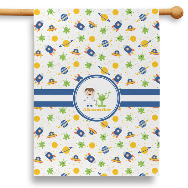 Custom Boy's Space Themed 28" House Flag - Single Sided (Personalized)