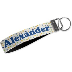 Boy's Space Themed Wristlet Webbing Keychain Fob (Personalized)