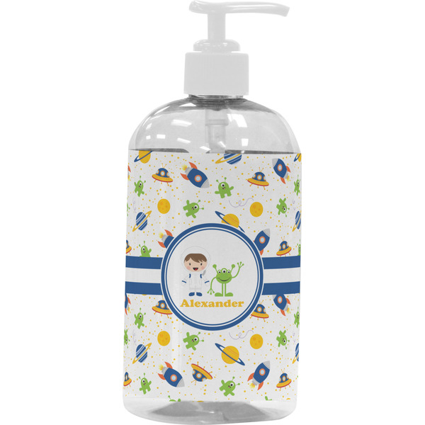 Custom Boy's Space Themed Plastic Soap / Lotion Dispenser (16 oz - Large - White) (Personalized)