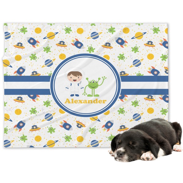 Custom Boy's Space Themed Dog Blanket - Large (Personalized)