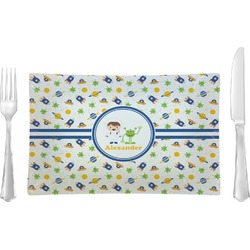 Boy's Space Themed Glass Rectangular Lunch / Dinner Plate (Personalized)