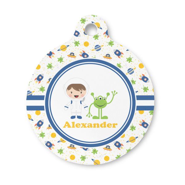 Custom Boy's Space Themed Round Pet ID Tag - Small (Personalized)