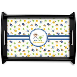 Boy's Space Themed Black Wooden Tray - Small (Personalized)