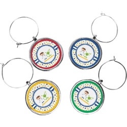 Boy's Space Themed Wine Charms (Set of 4) (Personalized)