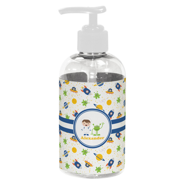 Custom Boy's Space Themed Plastic Soap / Lotion Dispenser (8 oz - Small - White) (Personalized)