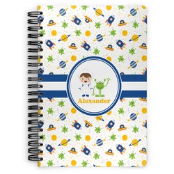 Boy's Space Themed Spiral Notebook - 7x10 w/ Name or Text