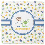 Boy's Space Themed Square Rubber Backed Coaster (Personalized)