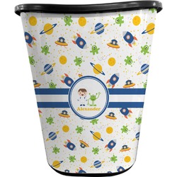 Boy's Space Themed Waste Basket - Double Sided (Black) (Personalized)
