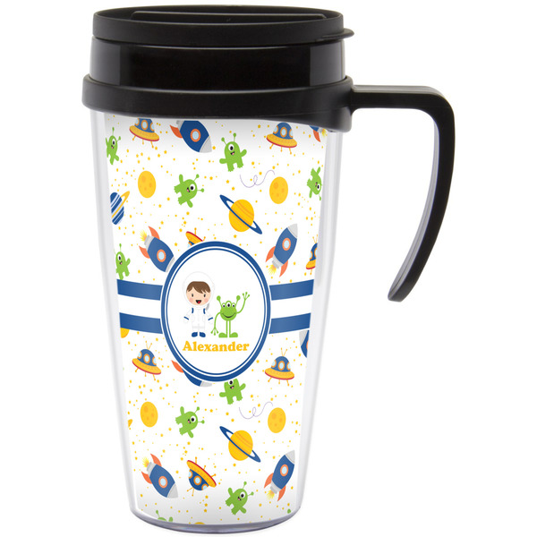 Custom Boy's Space Themed Acrylic Travel Mug with Handle (Personalized)