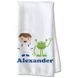 Boy's Space Themed Kitchen Towel - Waffle Weave - Partial Print (Personalized)