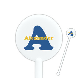 Boy's Space Themed 5.5" Round Plastic Stir Sticks - White - Single Sided (Personalized)