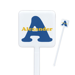 Boy's Space Themed Square Plastic Stir Sticks - Double Sided (Personalized)