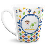 Boy's Space & Geometric Print 12 Oz Latte Mug (Personalized)