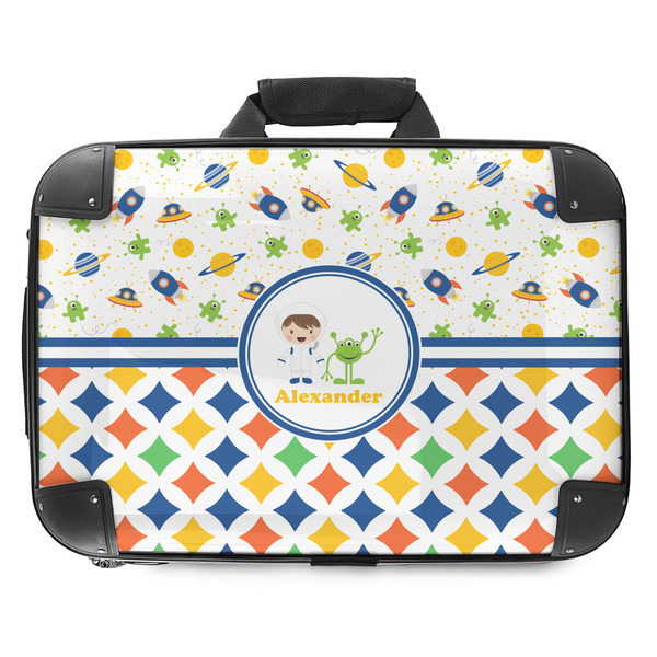 Custom Boy's Space & Geometric Print Hard Shell Briefcase - 18" (Personalized)