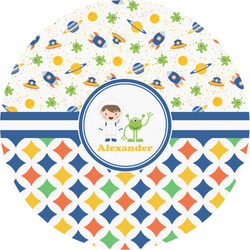 Boy's Space & Geometric Print Multipurpose Round Labels - Custom Sized (Personalized)