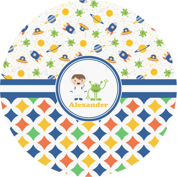 Custom Boy's Space & Geometric Print Multipurpose Round Labels - Custom Sized (Personalized)