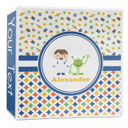 Boy's Space & Geometric Print 3-Ring Binder - 2 inch (Personalized)