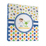 Boy's Space & Geometric Print 3 Ring Binder - Full Wrap - 1" (Personalized)