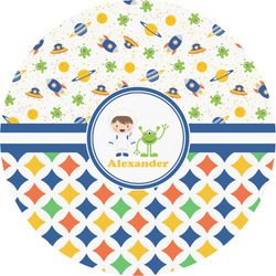 Boy's Space & Geometric Print Multipurpose Round Labels - 4" (Personalized)