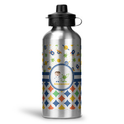 Boy's Space & Geometric Print Water Bottle - Aluminum - 20 oz (Personalized)