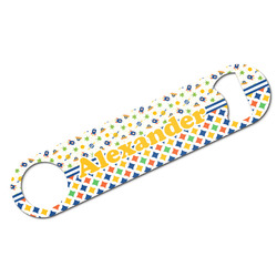 Boy's Space & Geometric Print Bar Bottle Opener - White w/ Name or Text