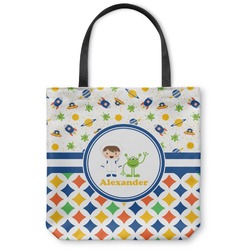 Boy's Space & Geometric Print Canvas Tote Bag - Medium - 16"x16" (Personalized)