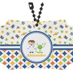 Boy's Space & Geometric Print Rear View Mirror Ornament (Personalized)