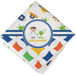 Boy's Space & Geometric Print Cloth Cocktail Napkin - Single w/ Name or Text