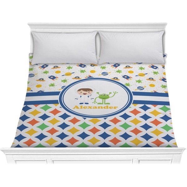 Custom Boy's Space & Geometric Print Comforter - King (Personalized)