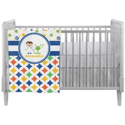 Boy's Space & Geometric Print Crib Comforter / Quilt (Personalized)