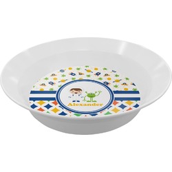 Boy's Space & Geometric Print Melamine Bowl (Personalized)